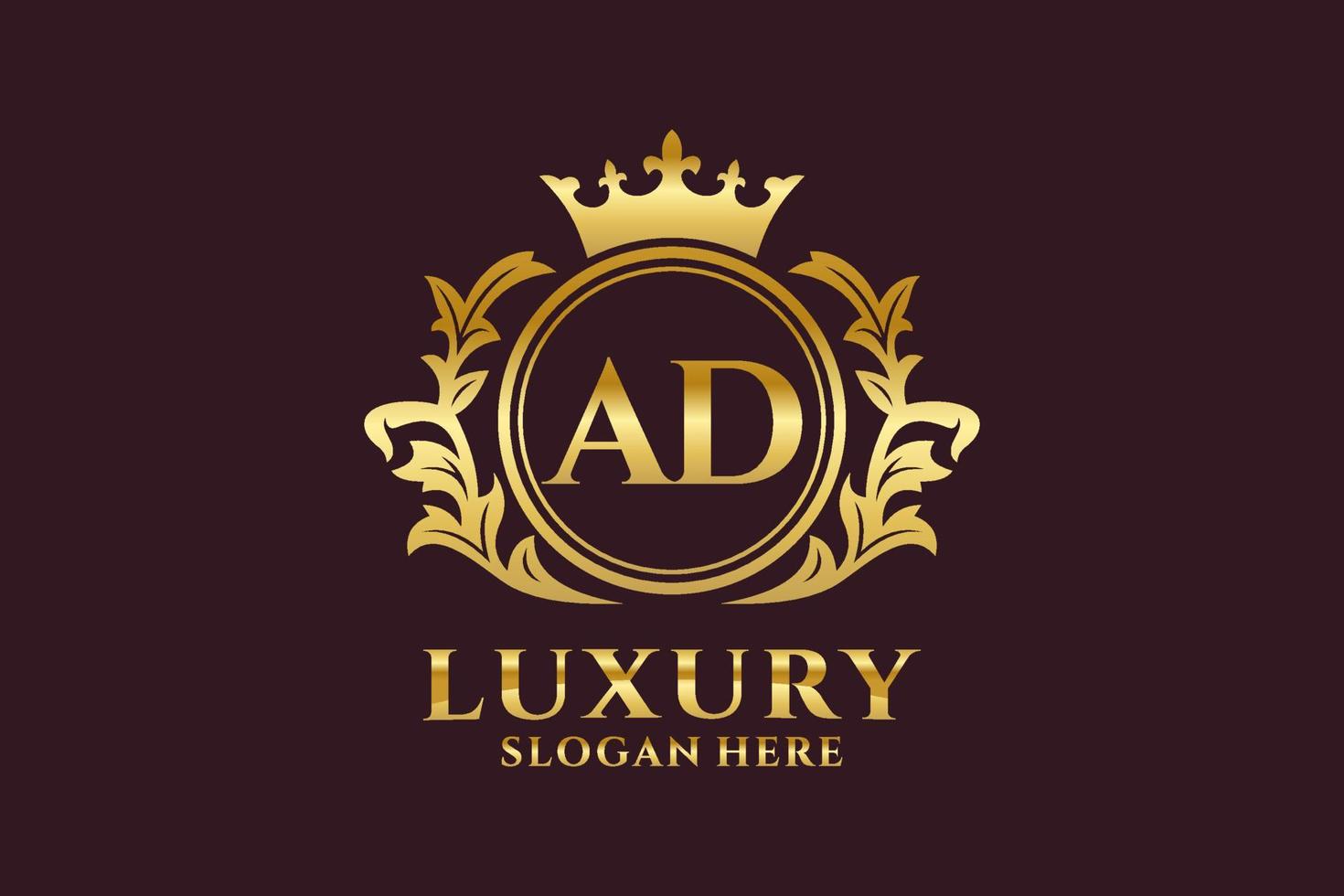 Initial AD Letter Royal Luxury Logo template in vector art for luxurious branding projects and other vector illustration.