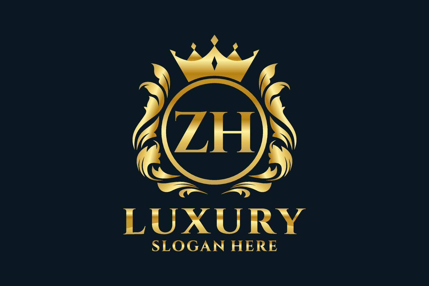 Initial ZH Letter Royal Luxury Logo template in vector art for luxurious branding projects and other vector illustration.