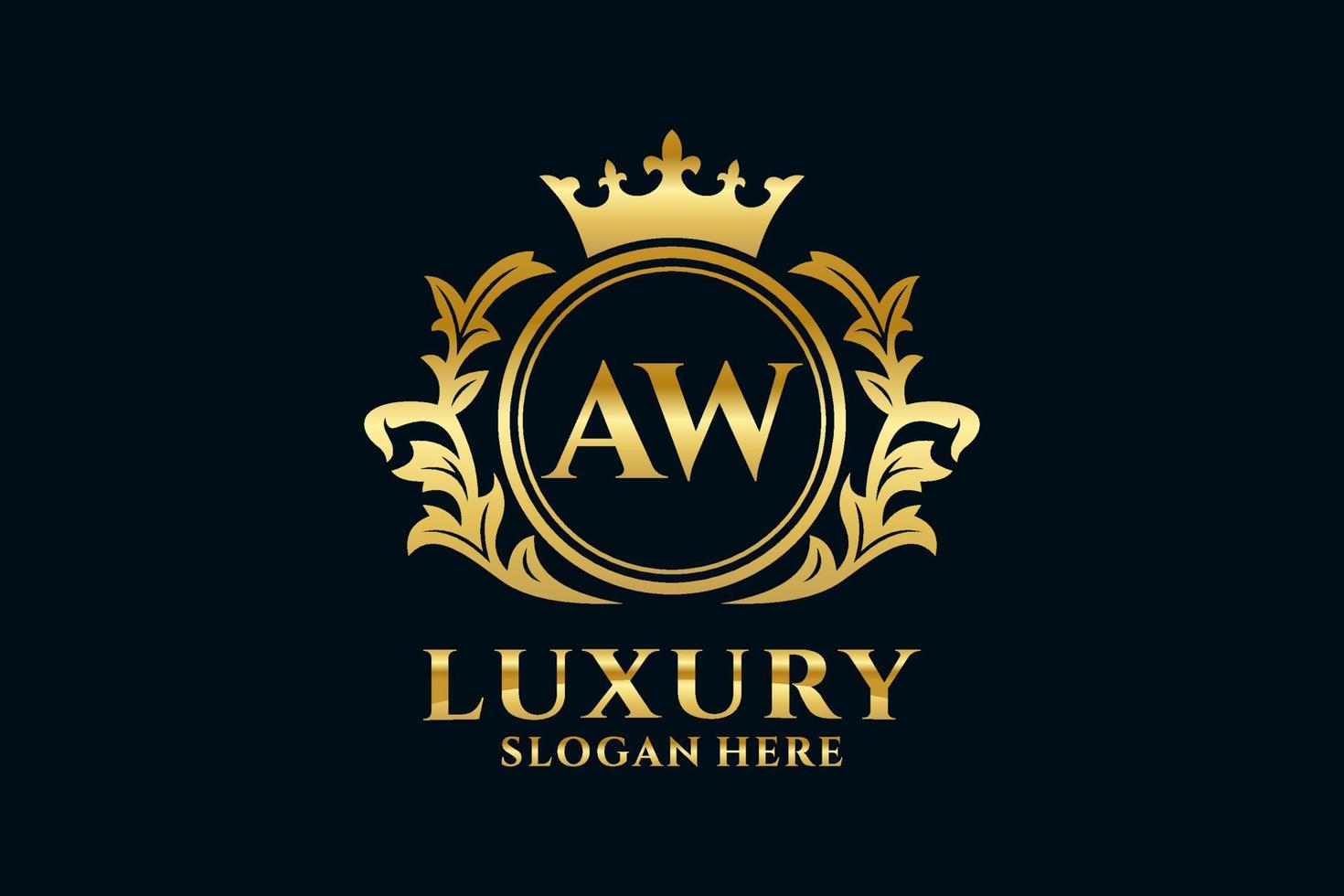 Initial AW Letter Royal Luxury Logo template in vector art for luxurious branding projects and other vector illustration.