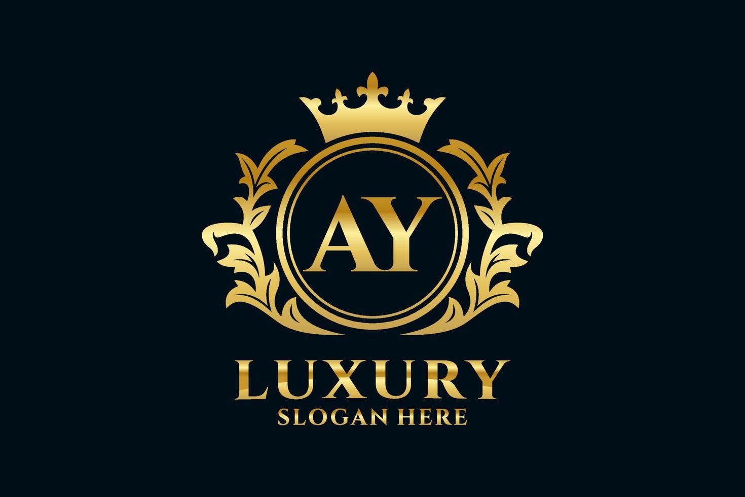 Initial AY Letter Royal Luxury Logo template in vector art for luxurious branding projects and other vector illustration.