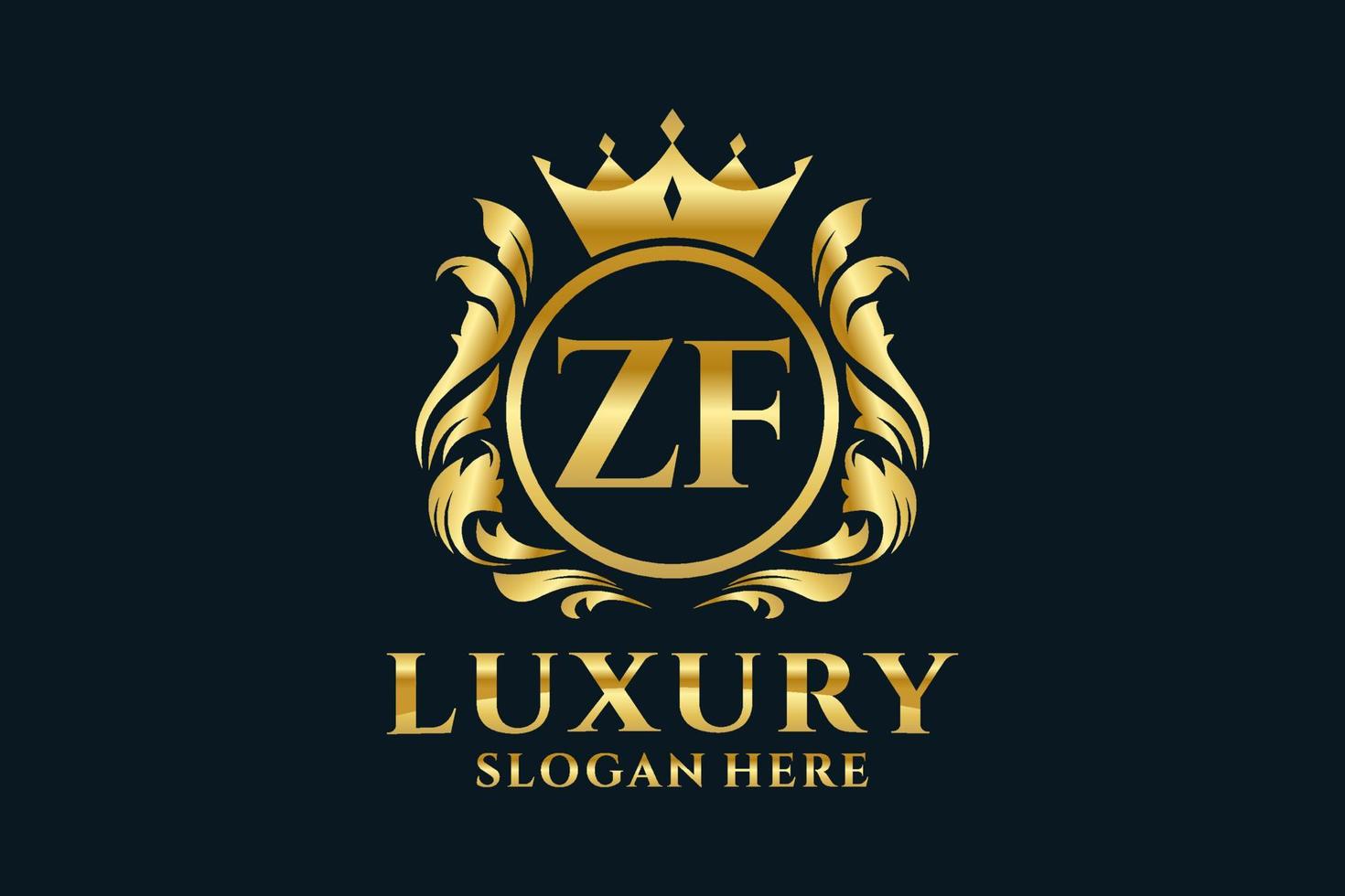 Initial ZF Letter Royal Luxury Logo template in vector art for luxurious branding projects and other vector illustration.