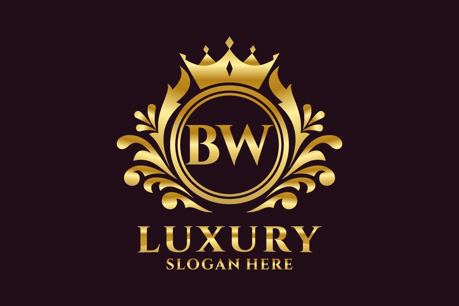Initial BW Letter Royal Luxury Logo template in vector art for luxurious branding projects and other vector illustration.