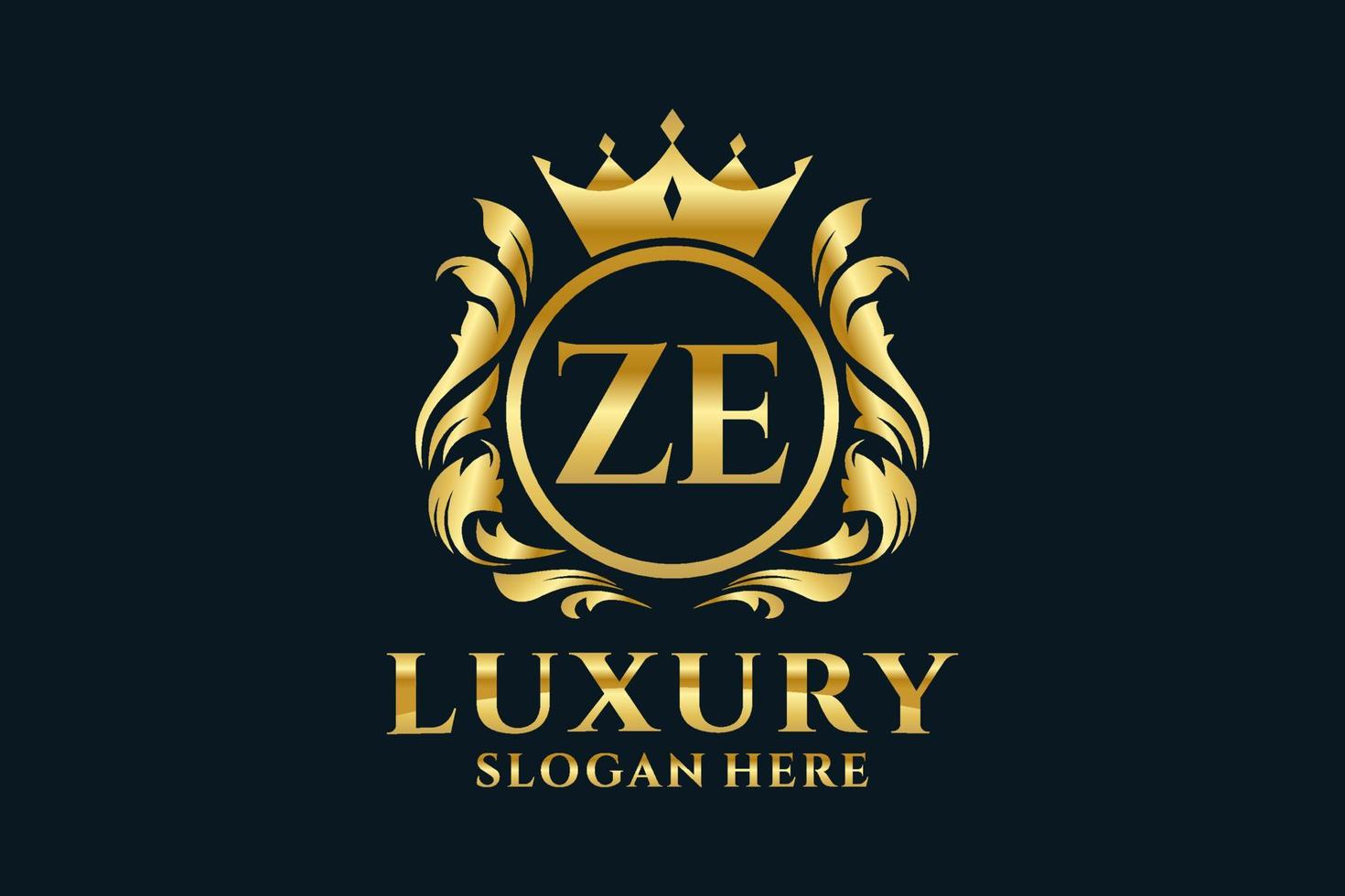 Initial ZE Letter Royal Luxury Logo template in vector art for luxurious branding projects and other vector illustration.