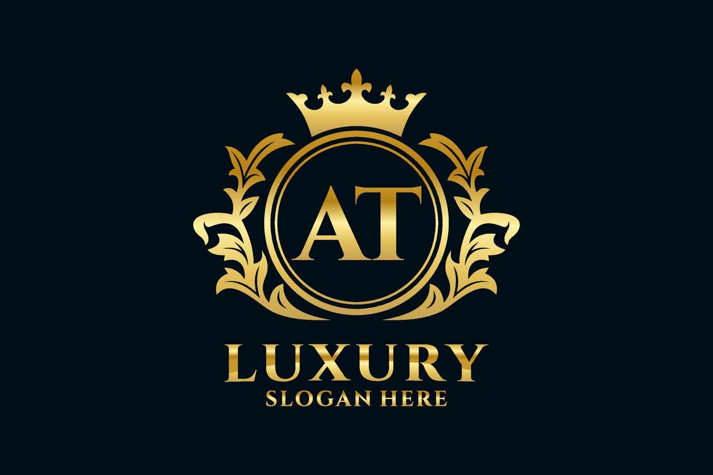 Initial AT Letter Royal Luxury Logo template in vector art for luxurious branding projects and other vector illustration.