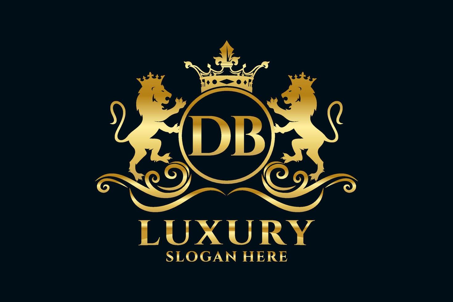 Initial DB Letter Lion Royal Luxury Logo template in vector art for luxurious branding projects and other vector illustration.