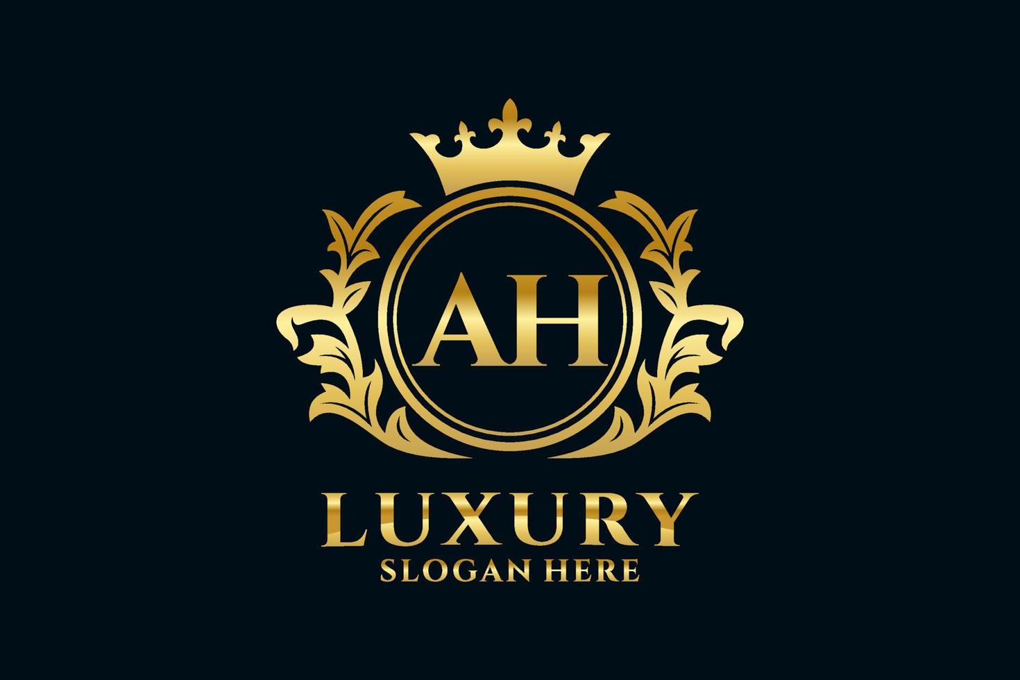 Initial AH Letter Royal Luxury Logo template in vector art for luxurious branding projects and other vector illustration.