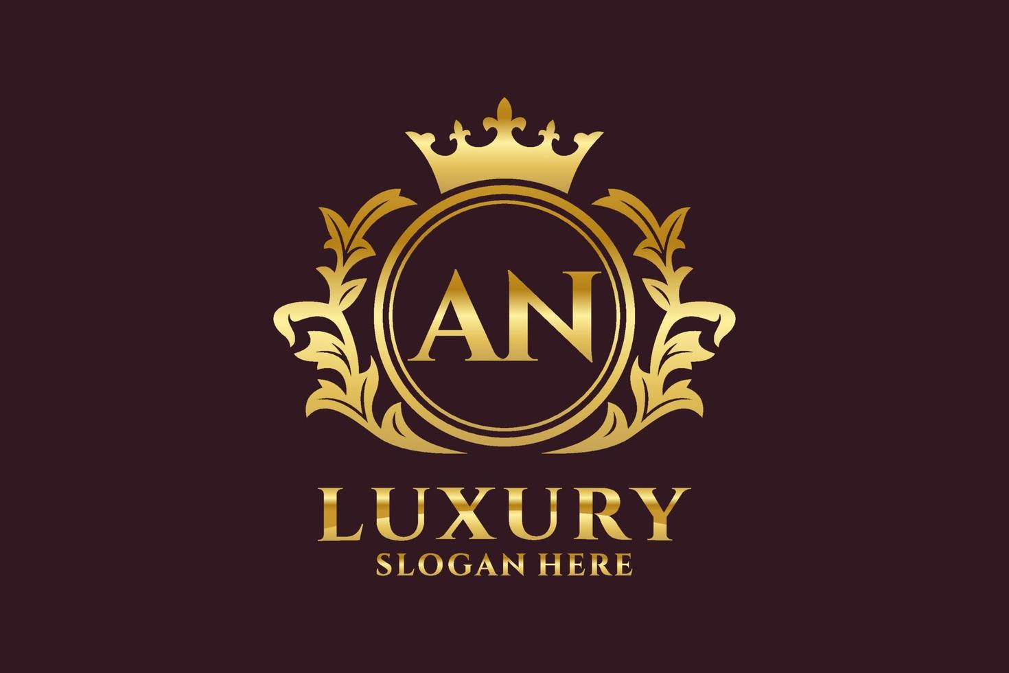 Initial AN Letter Royal Luxury Logo template in vector art for luxurious branding projects and other vector illustration.