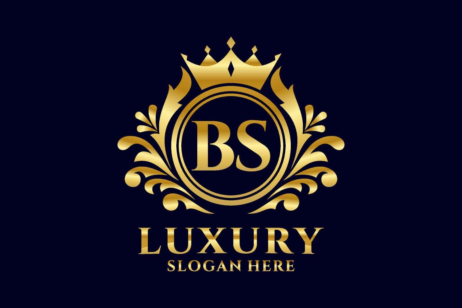 Initial BS Letter Royal Luxury Logo template in vector art for luxurious branding projects and other vector illustration.