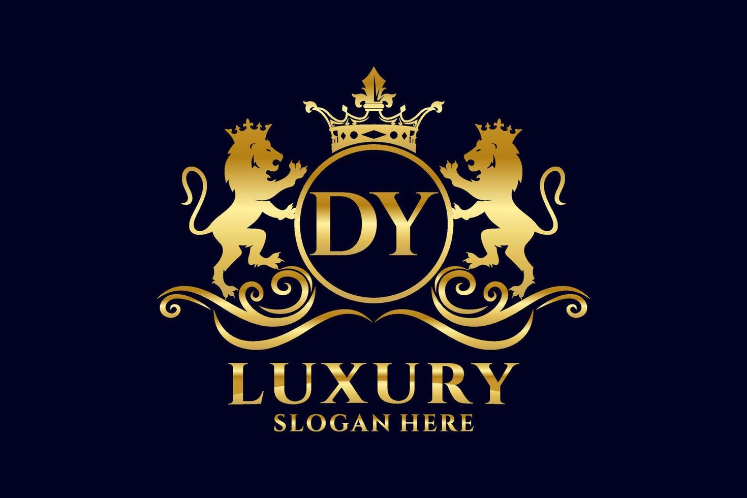 Initial DY Letter Lion Royal Luxury Logo template in vector art for luxurious branding projects and other vector illustration.