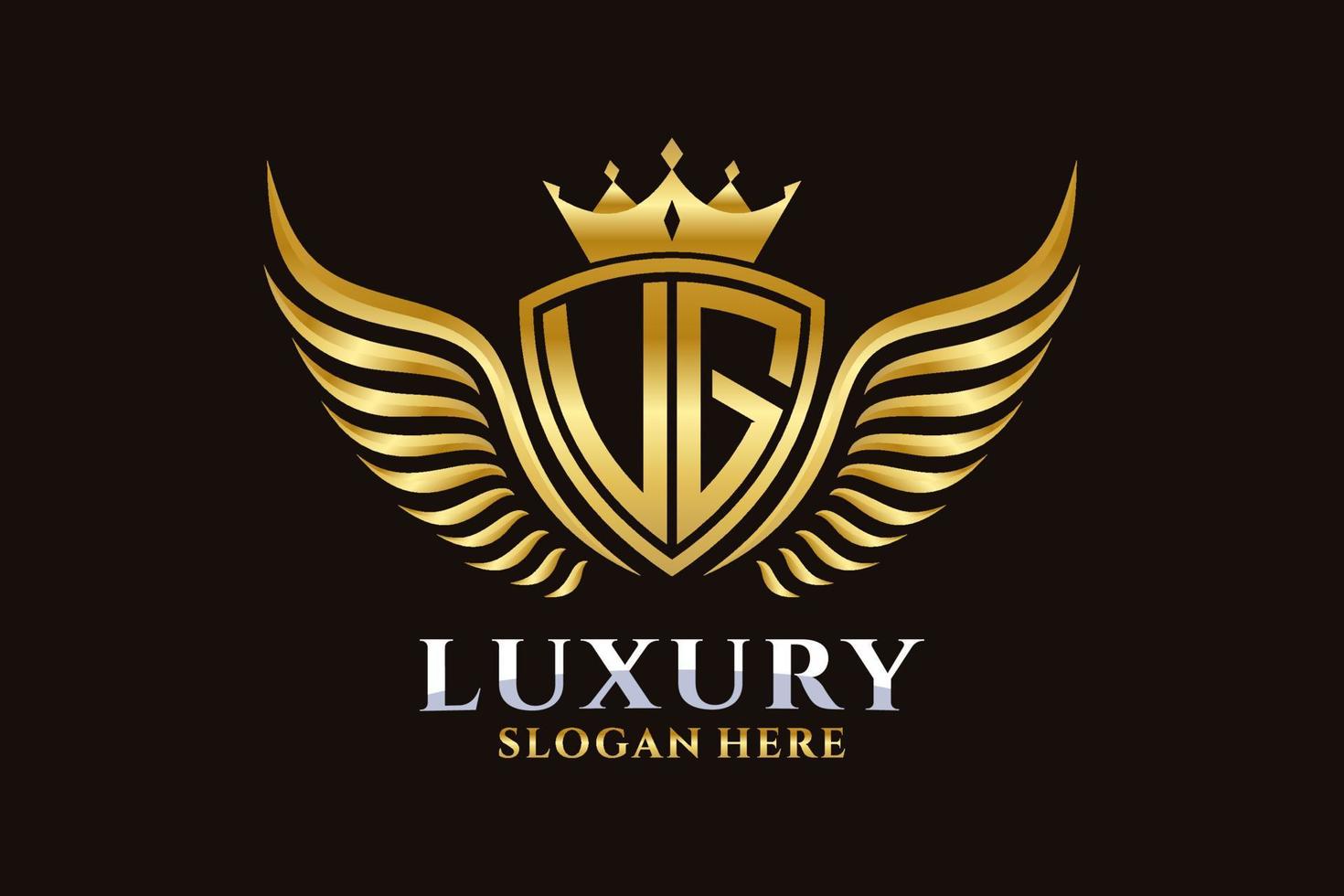Luxury royal wing Letter UG crest Gold color Logo vector, Victory logo, crest logo, wing logo, vector logo template.