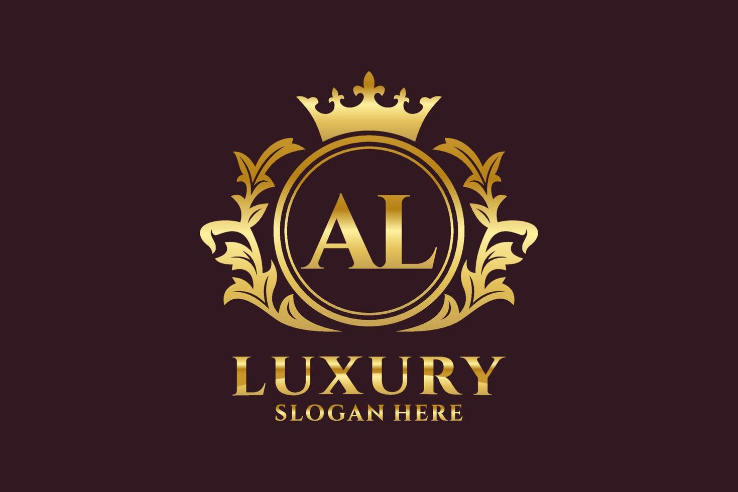 Initial AL Letter Royal Luxury Logo template in vector art for luxurious branding projects and other vector illustration.