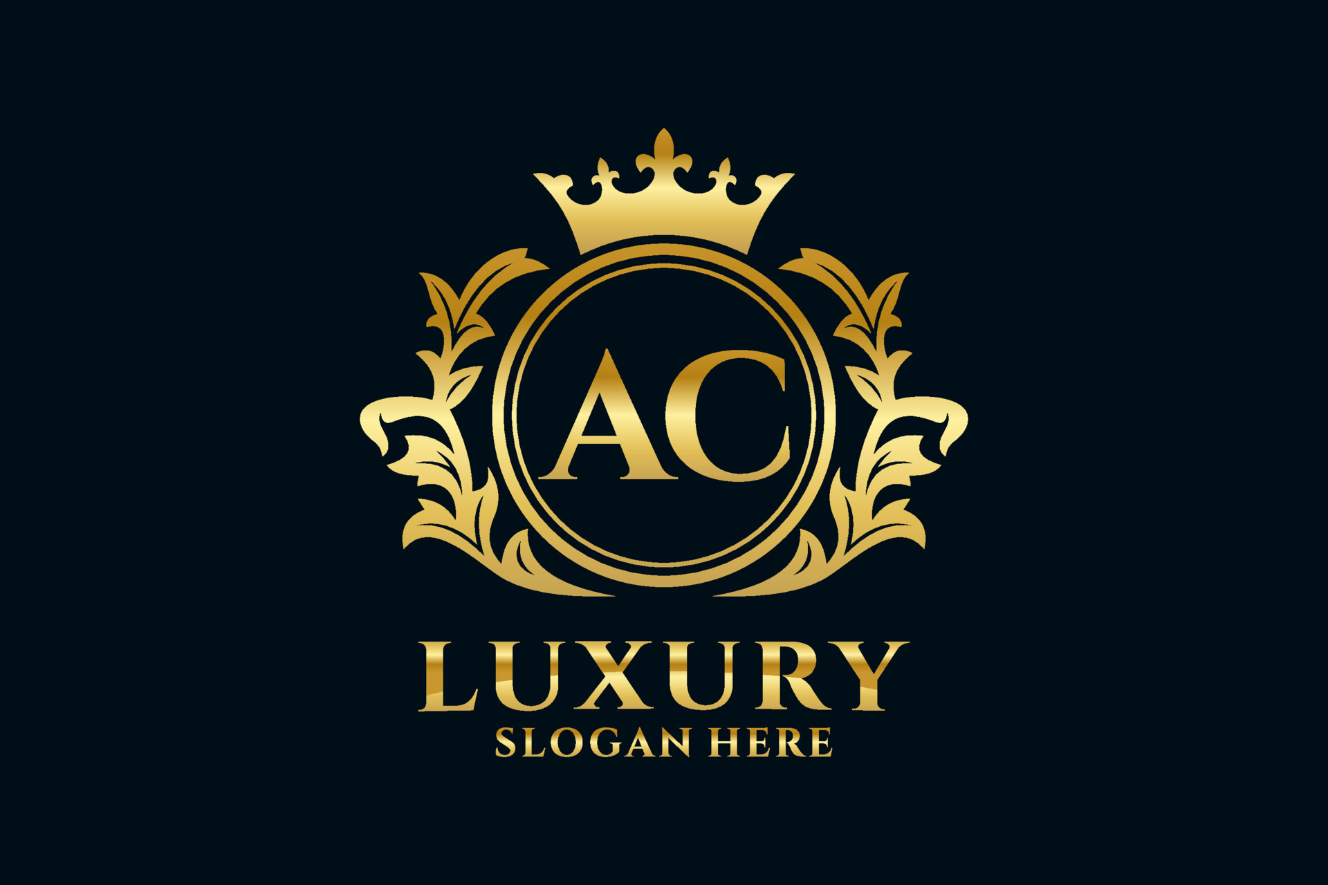 Initial AC Letter Royal Luxury Logo template in vector art for