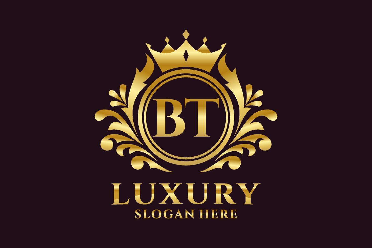 Initial BT Letter Royal Luxury Logo template in vector art for luxurious branding projects and other vector illustration.