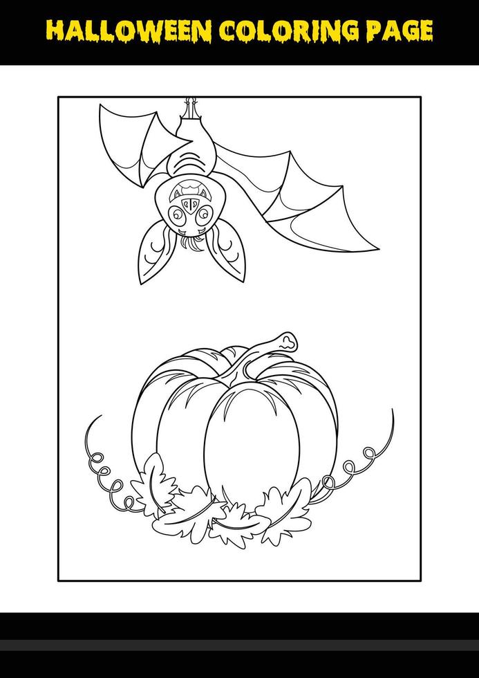 Halloween coloring page for kids. Line art coloring page design for kids. vector