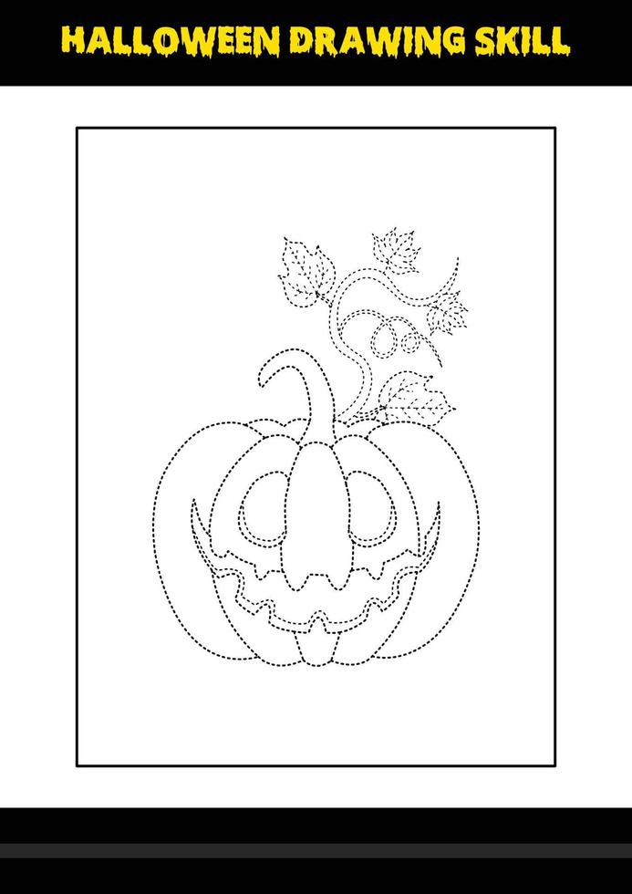 Halloween drawing skill for kids. Halloween drawing skill coloring page for kids. vector
