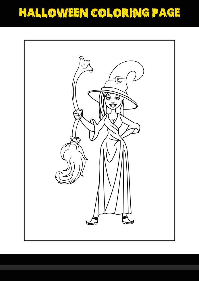 Halloween coloring page for kids. Line art coloring page design for kids. vector