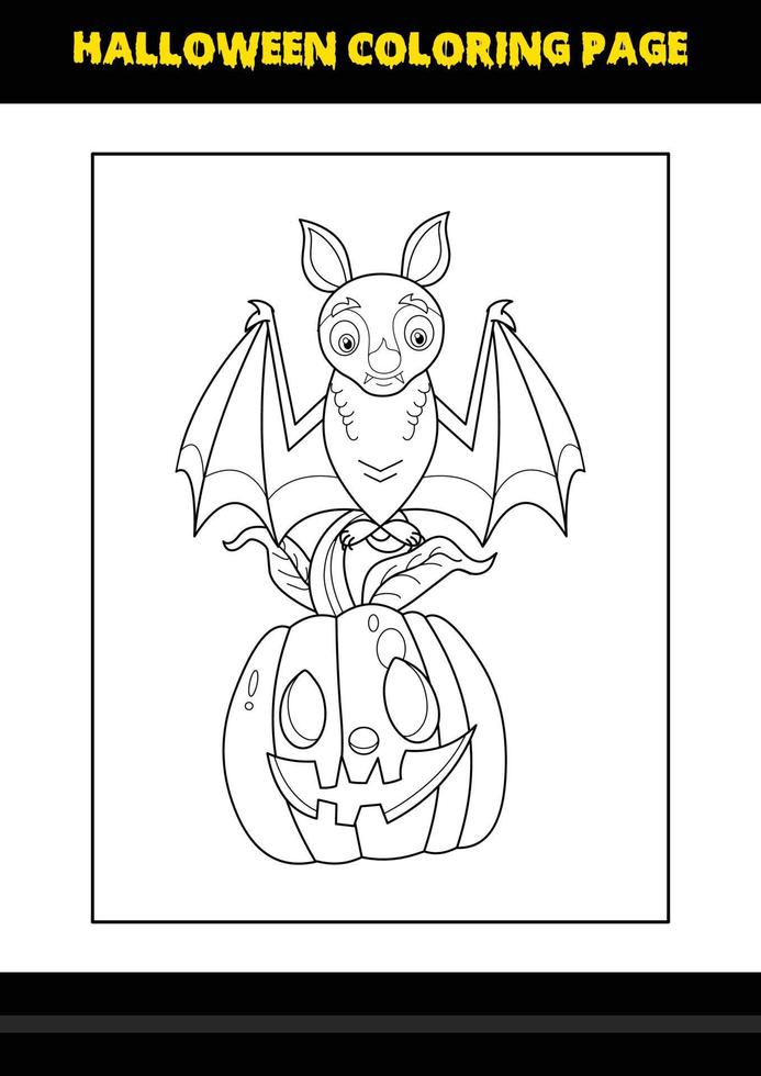 Halloween coloring page for kids. Line art coloring page design for kids. vector