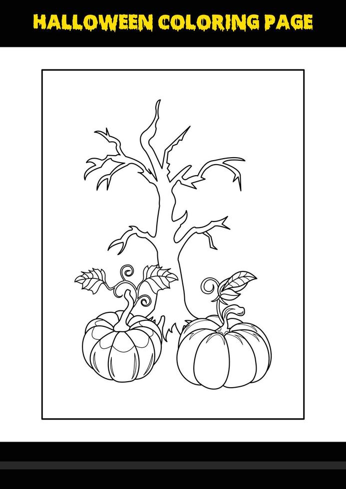 Halloween coloring page for kids. Line art coloring page design for kids. vector