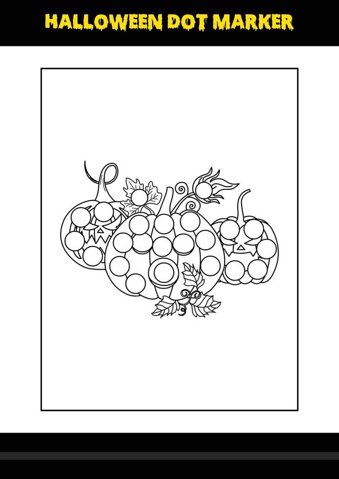 Halloween dot coloring page for kids. Line art coloring page design for kids. vector