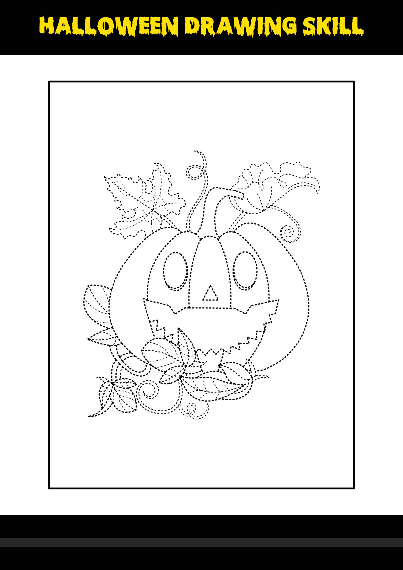 Halloween drawing skill for kids. Halloween drawing skill coloring page