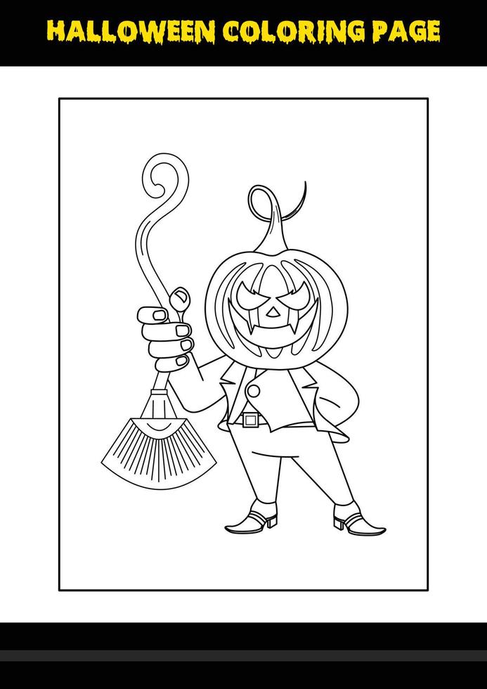 Halloween coloring page for kids. Line art coloring page design for kids. vector