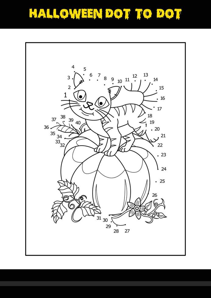 Halloween dot to dot coloring page for kids. Line art coloring page design for kids. vector