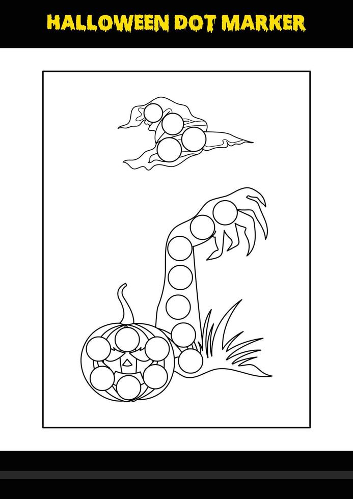 Halloween dot coloring page for kids. Line art coloring page design for kids. vector