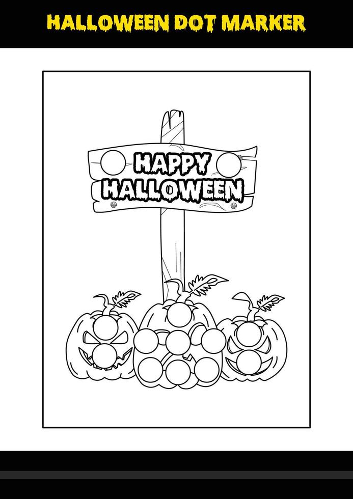 Halloween dot coloring page for kids. Line art coloring page design for kids. vector