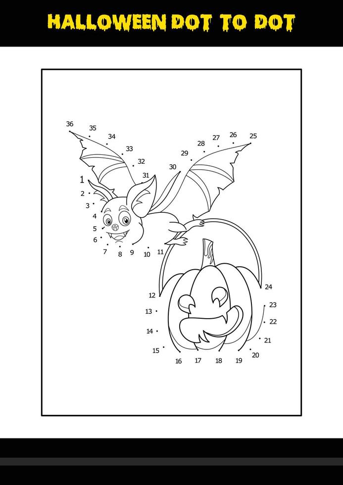 Halloween dot to dot coloring page for kids. Line art coloring page design for kids. vector