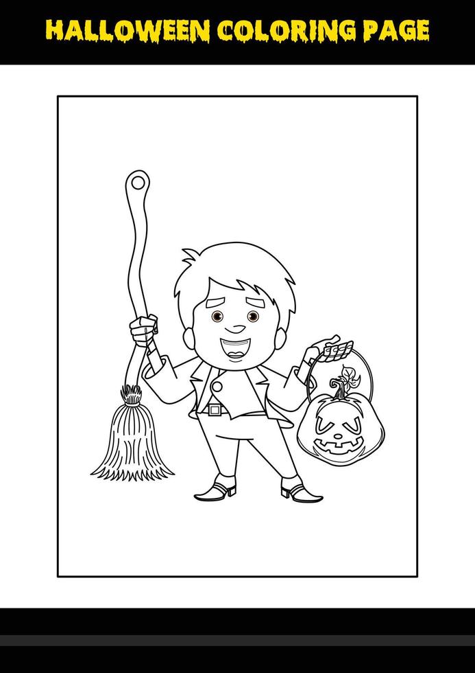 Halloween coloring page for kids. Line art coloring page design for kids. vector