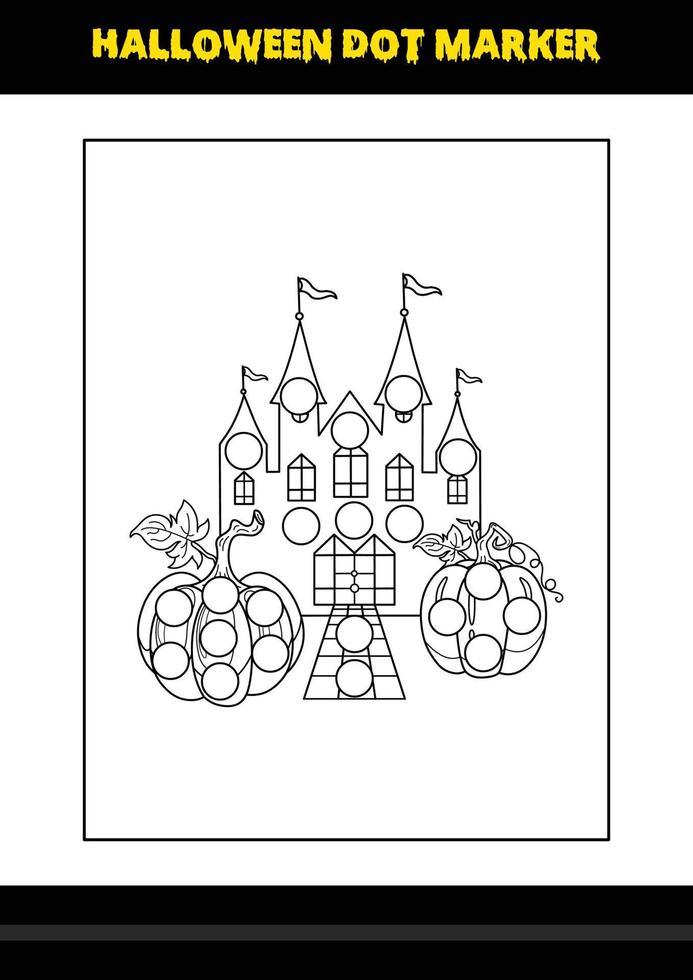 Halloween dot coloring page for kids. Line art coloring page design for kids. vector