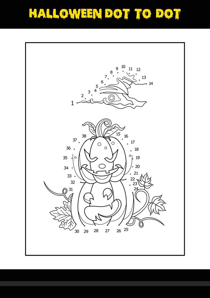 Halloween dot to dot coloring page for kids. Line art coloring page design for kids. vector