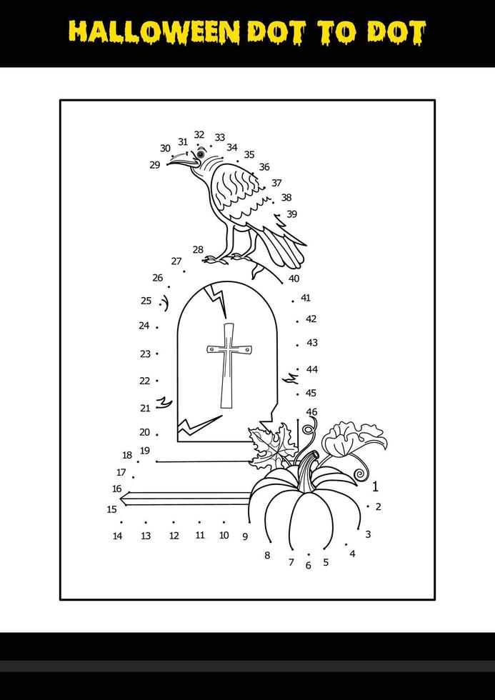 Halloween dot to dot coloring page for kids. Line art coloring page design for kids. vector