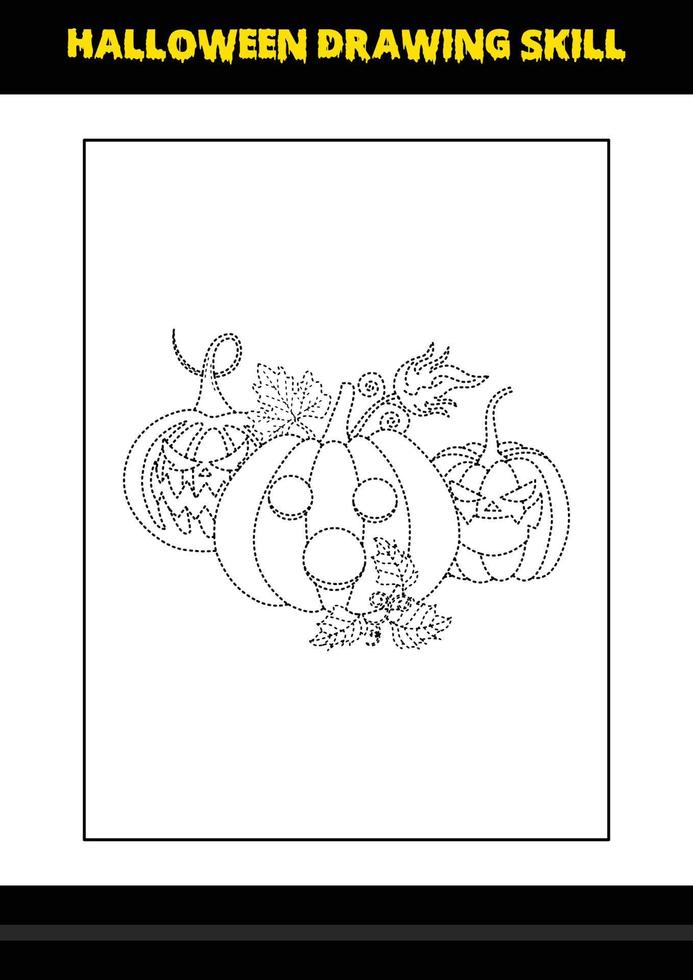 Halloween drawing skill for kids. Halloween drawing skill coloring page for kids. vector