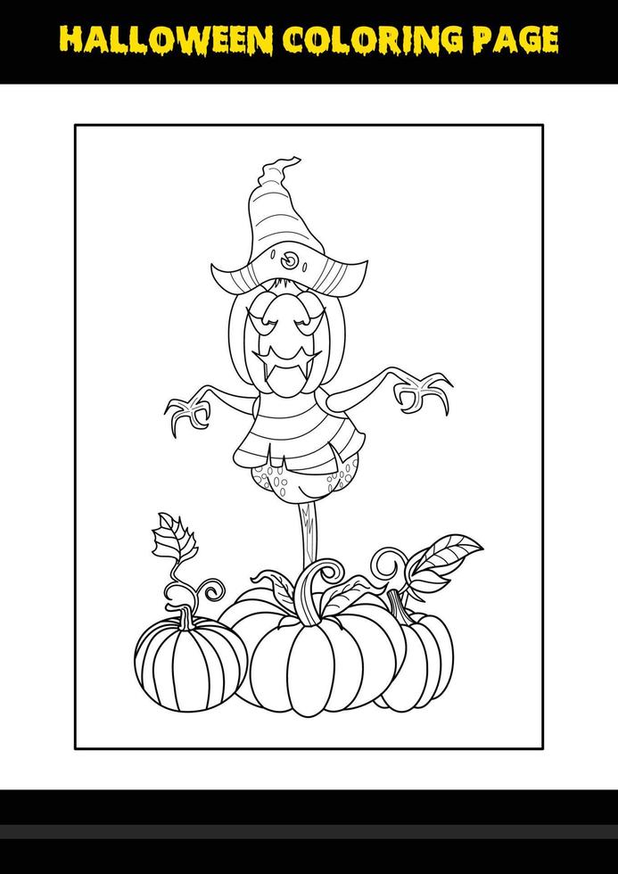 Halloween coloring page for kids. Line art coloring page design for kids. vector