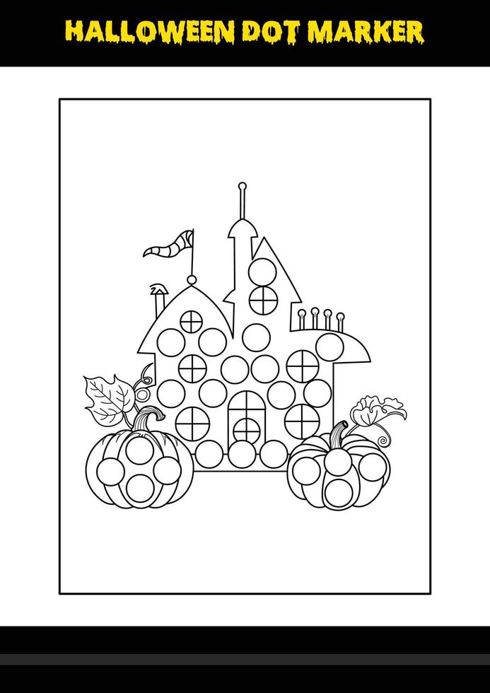 Halloween dot coloring page for kids. Line art coloring page design for kids. vector