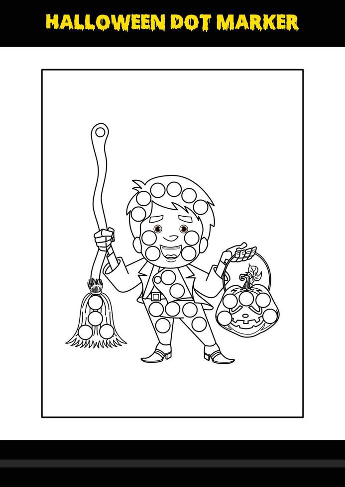 Halloween dot coloring page for kids. Line art coloring page design for kids. vector