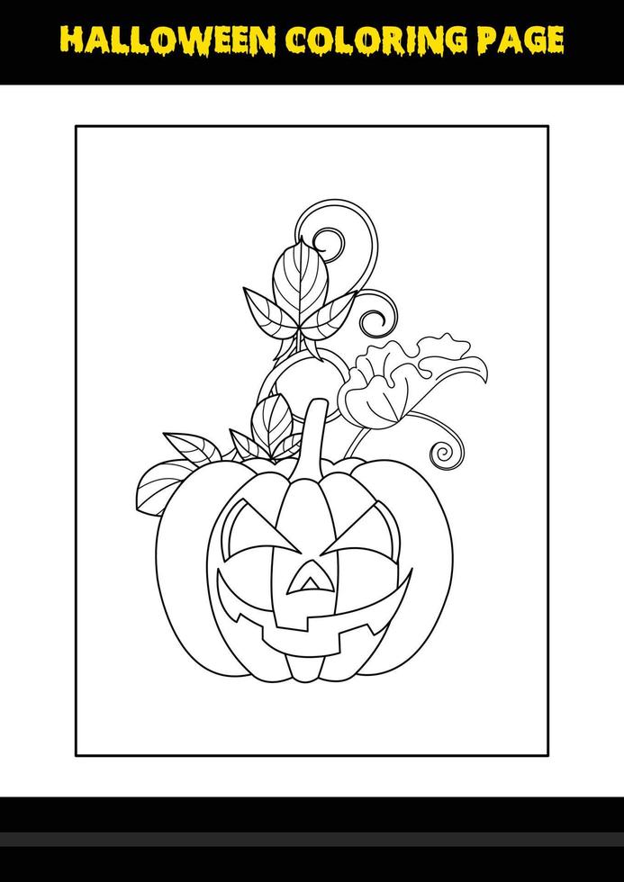 Halloween coloring page for kids. Line art coloring page design for kids. vector