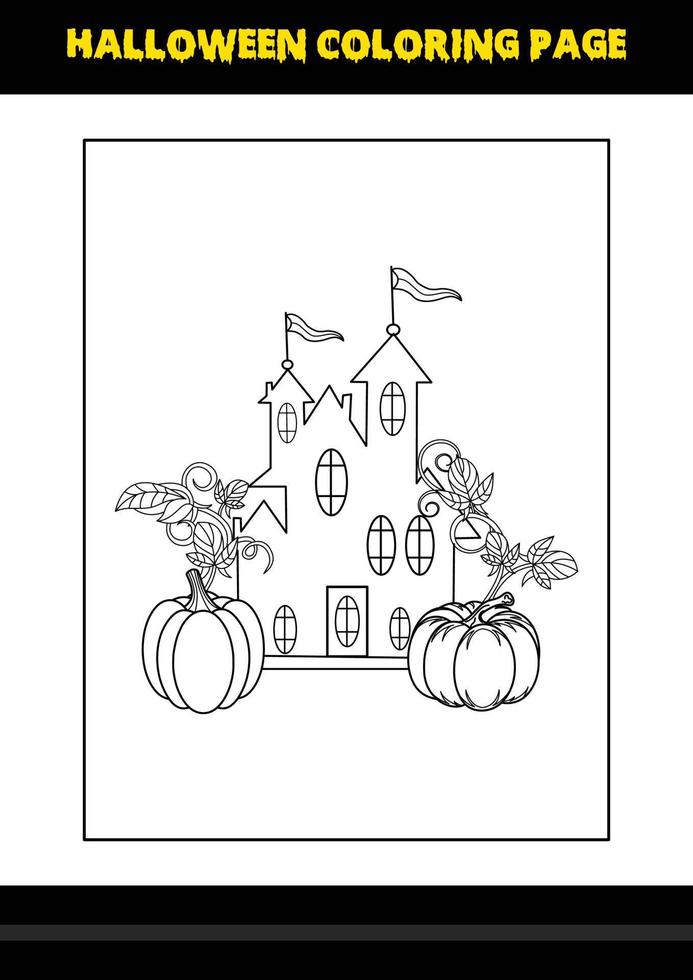 Halloween coloring page for kids. Line art coloring page design for kids. vector