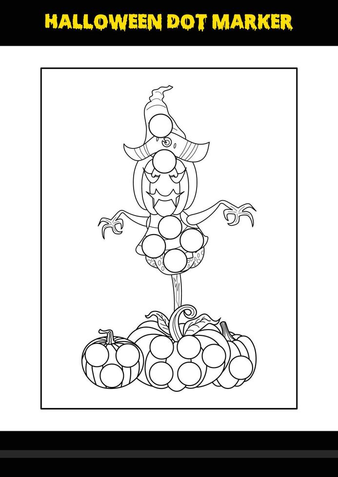 Halloween dot coloring page for kids. Line art coloring page design for kids. vector