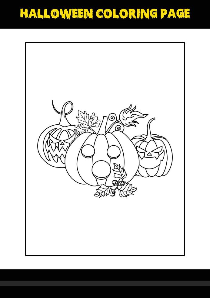 Halloween coloring page for kids. Line art coloring page design for kids. vector
