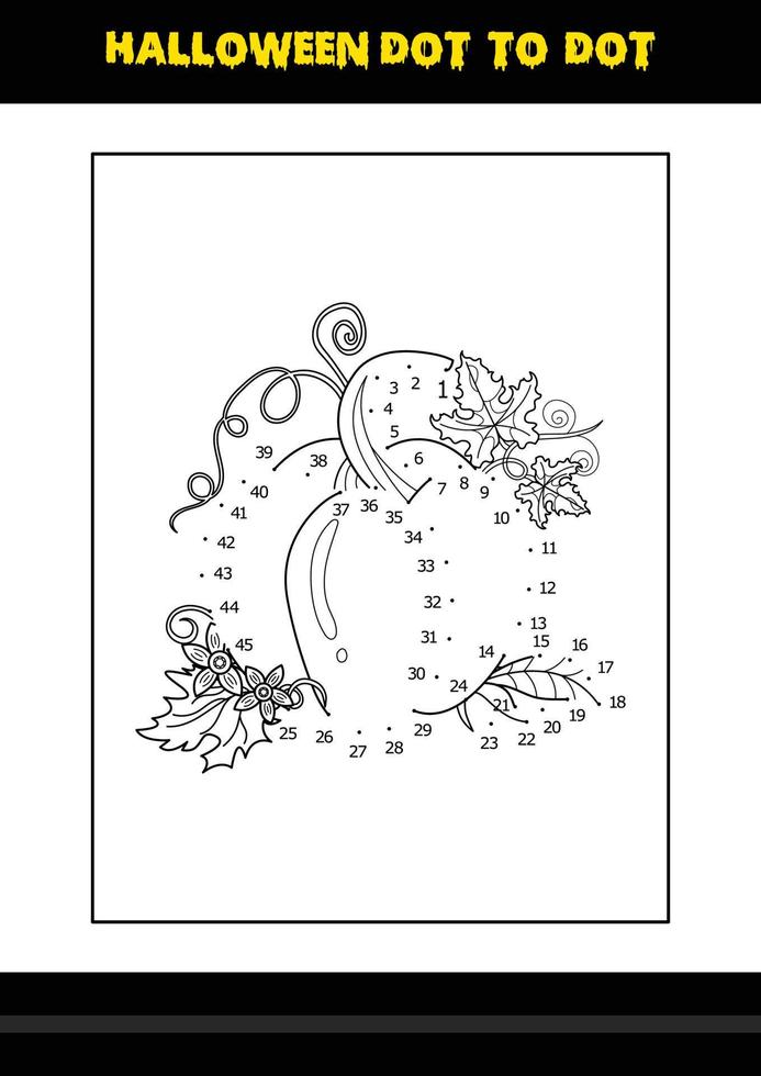 Halloween dot to dot coloring page for kids. Line art coloring page design for kids. vector