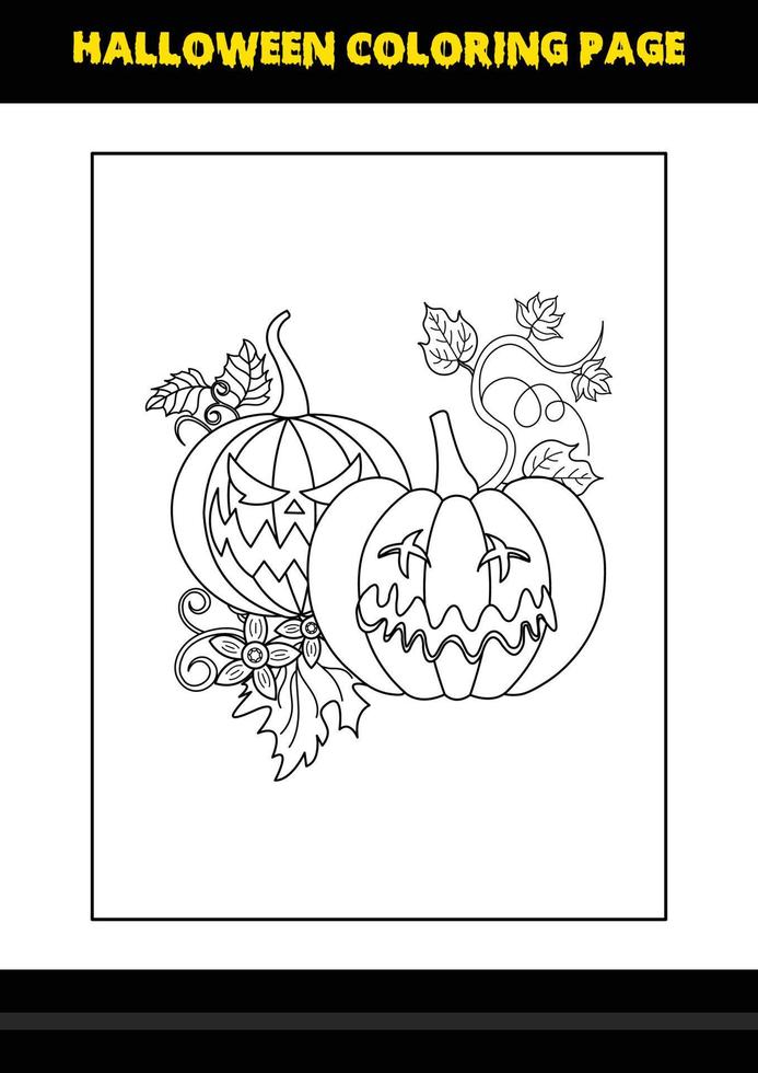 Halloween coloring page for kids. Line art coloring page design for kids. vector