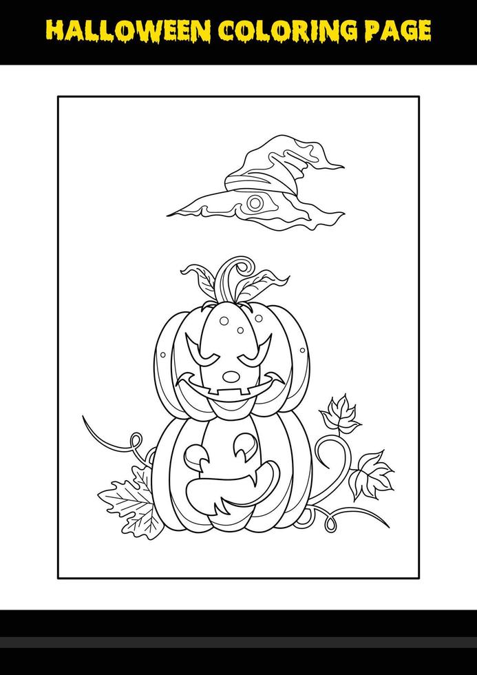 Halloween coloring page for kids. Line art coloring page design for kids. vector
