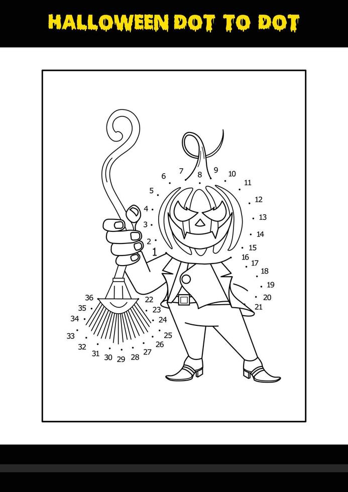 Halloween dot to dot coloring page for kids. Line art coloring page design for kids. vector