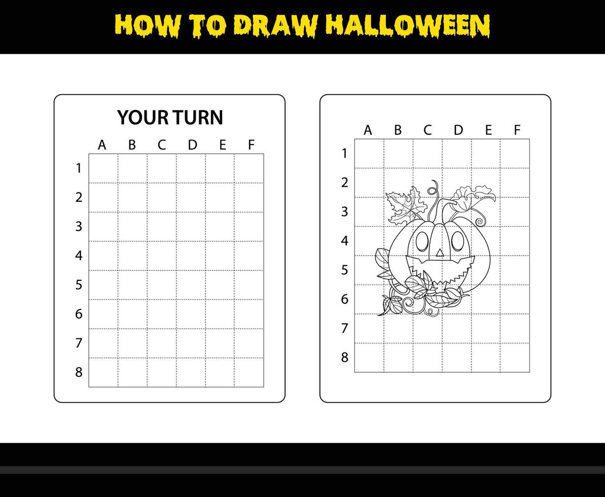 How to draw Halloween for kids. Halloween drawing skill coloring page for kids. vector