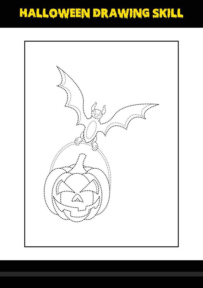 Halloween drawing skill for kids. Halloween drawing skill coloring page for kids. vector