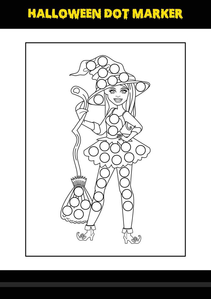 Halloween dot coloring page for kids. Line art coloring page design for kids. vector