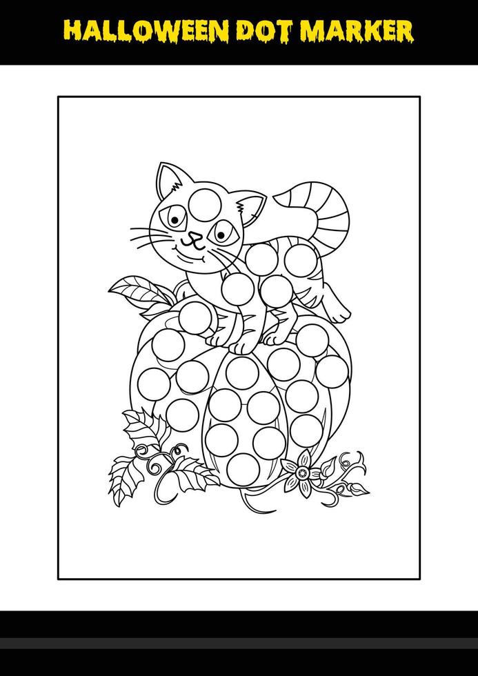 Halloween dot coloring page for kids. Line art coloring page design for kids. vector