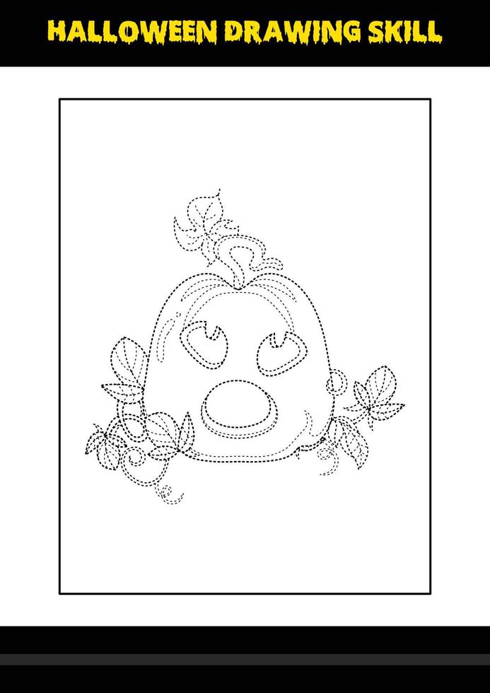 Halloween drawing skill for kids. Halloween drawing skill coloring page for kids. vector